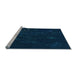 Sideview of Machine Washable Transitional Blue Rug, wshpat261lblu