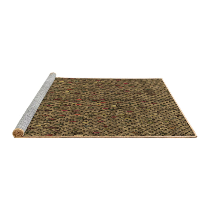 Sideview of Machine Washable Transitional Cinnamon Brown Rug, wshpat2611brn
