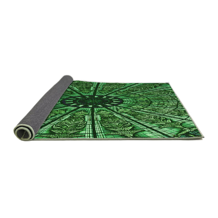 Thickness of Patterned Dark Forest Green Rug, pat2612grn