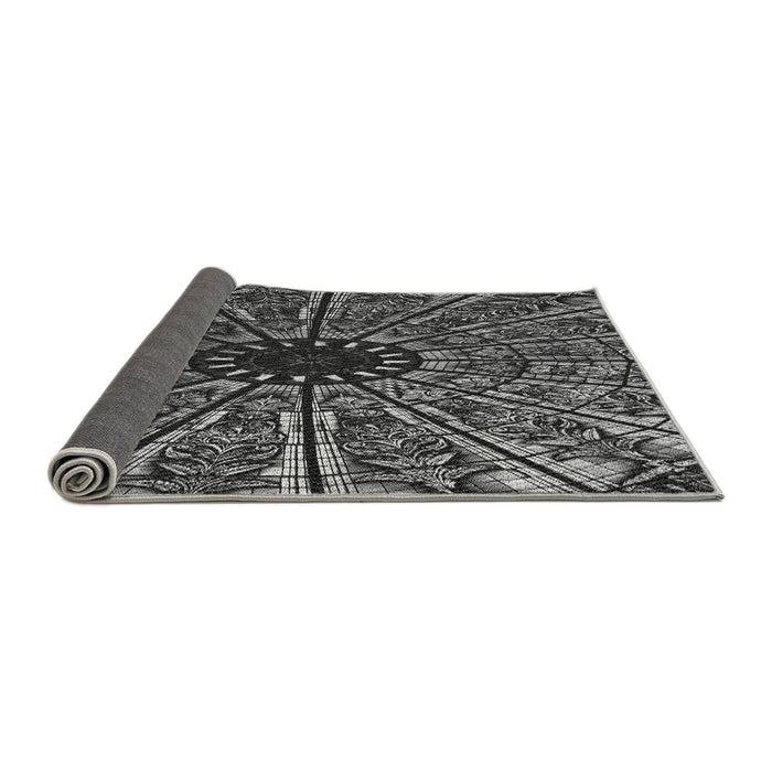Thickness of Patterned Charcoal Black Rug, pat2612gry