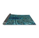 Thickness of Patterned Deep Teal Green Rug, pat2612lblu