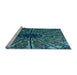 Sideview of Machine Washable Transitional Deep Teal Green Rug, wshpat2612lblu