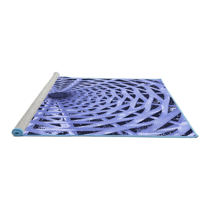 Sideview of Machine Washable Transitional Sky Blue Rug, wshpat2613blu