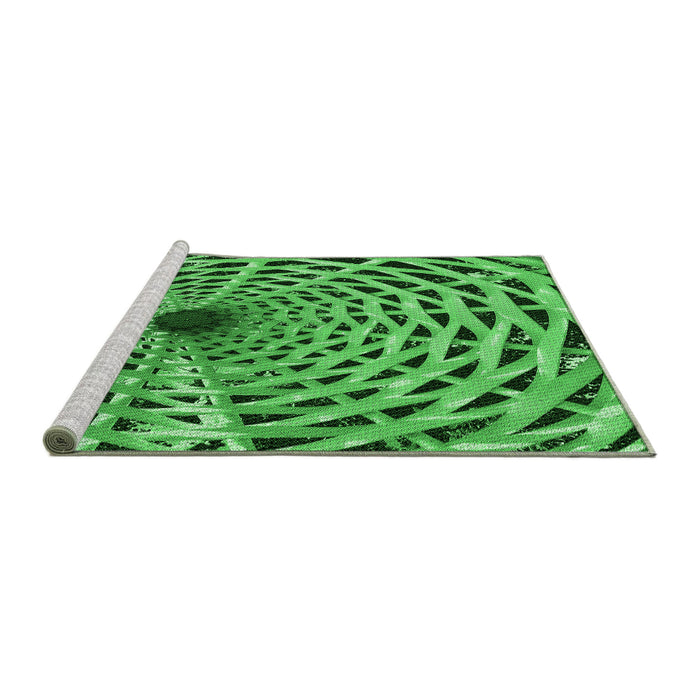 Sideview of Machine Washable Transitional Green Rug, wshpat2613grn