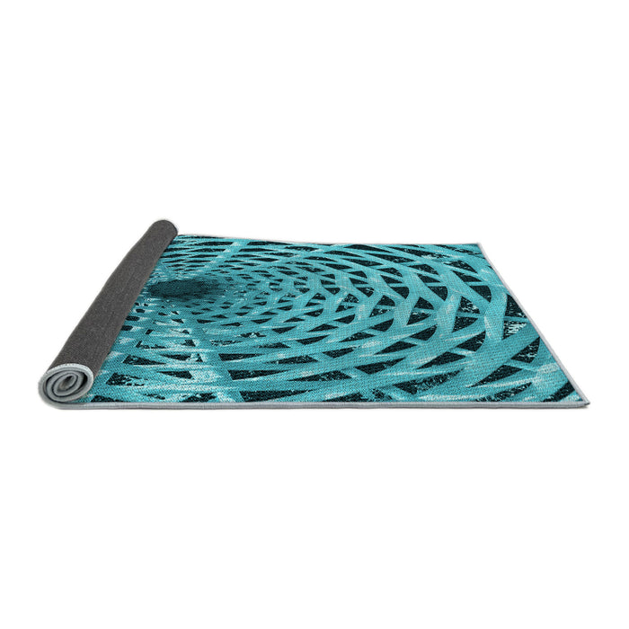 Thickness of Patterned Teal Green Rug, pat2613lblu