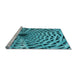 Sideview of Machine Washable Transitional Teal Green Rug, wshpat2613lblu