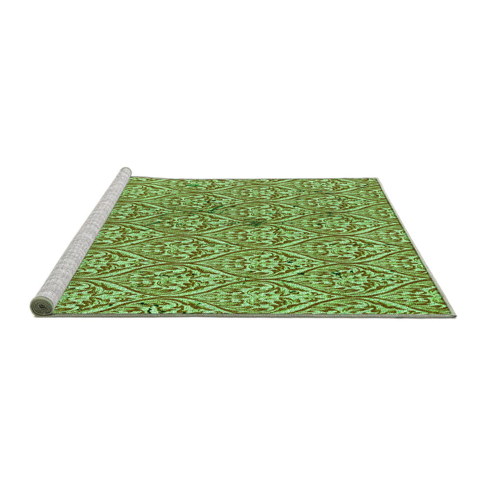 Sideview of Machine Washable Transitional Olive Green Rug, wshpat2614grn