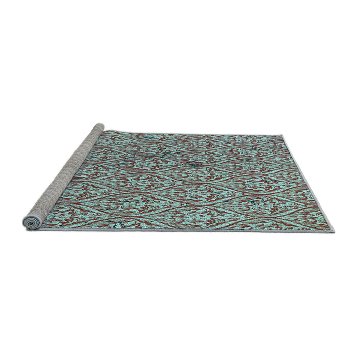 Sideview of Machine Washable Transitional Blue Rug, wshpat2614lblu
