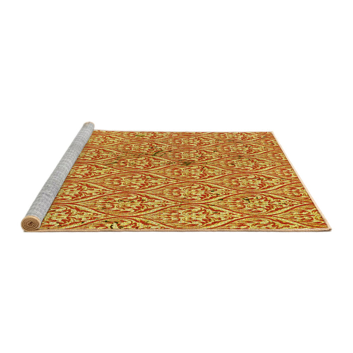 Sideview of Machine Washable Transitional Bold Yellow Rug, wshpat2614yw