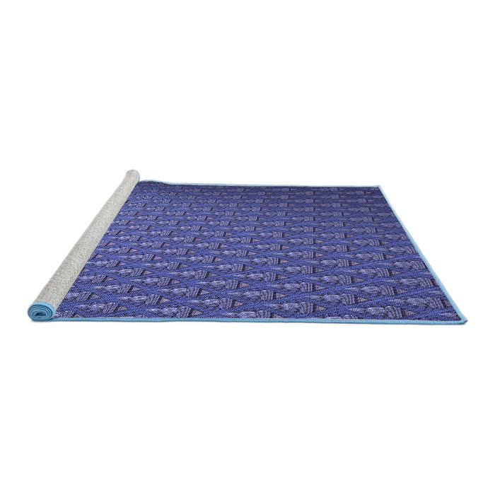 Sideview of Machine Washable Transitional Blue Rug, wshpat2616blu