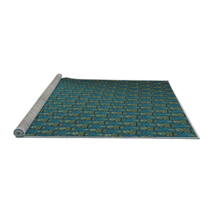 Sideview of Machine Washable Transitional Charcoal Blue Rug, wshpat2616lblu