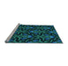 Sideview of Machine Washable Transitional Deep Teal Green Rug, wshpat2618lblu