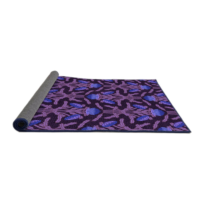 Thickness of Patterned Dark Orchid Purple Rug, pat2618pur