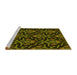 Sideview of Machine Washable Transitional Dark Yellow Green Rug, wshpat2618yw