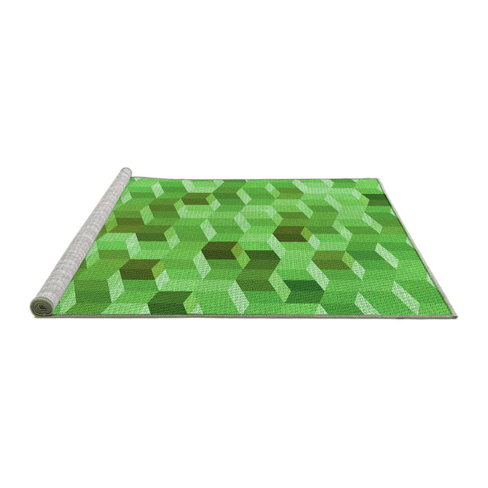 Sideview of Machine Washable Transitional Emerald Green Rug, wshpat262grn