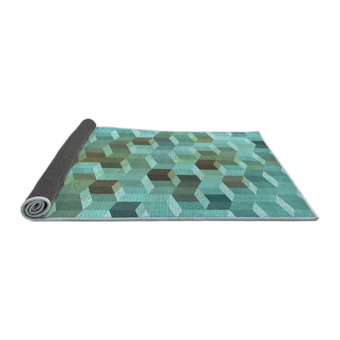 Thickness of Patterned Sea Green Rug, pat262lblu