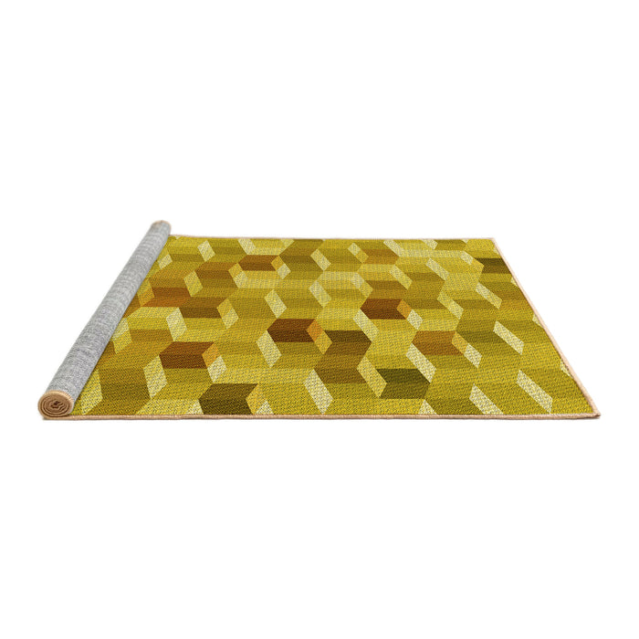 Sideview of Machine Washable Transitional Bright Gold Yellow Rug, wshpat262yw