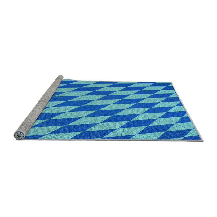 Sideview of Machine Washable Transitional Blue Rug, wshpat2620lblu