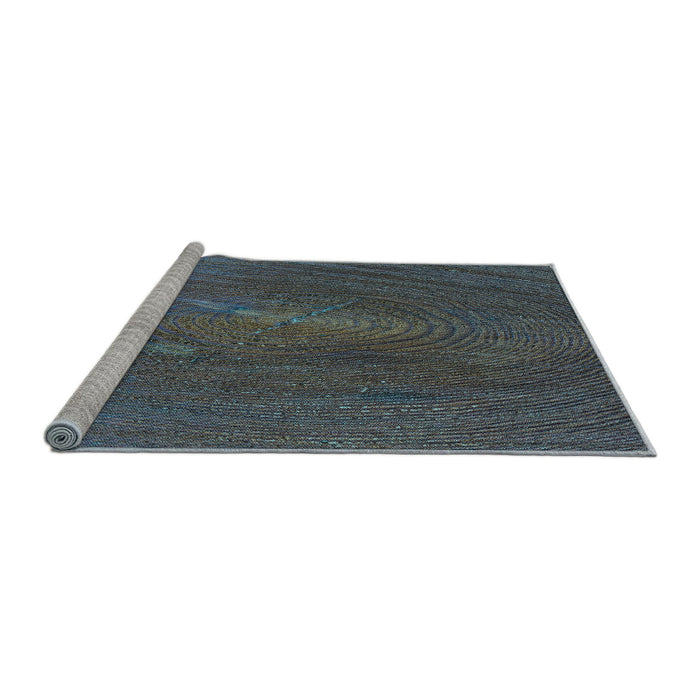 Sideview of Machine Washable Transitional Charcoal Blue Rug, wshpat2621lblu