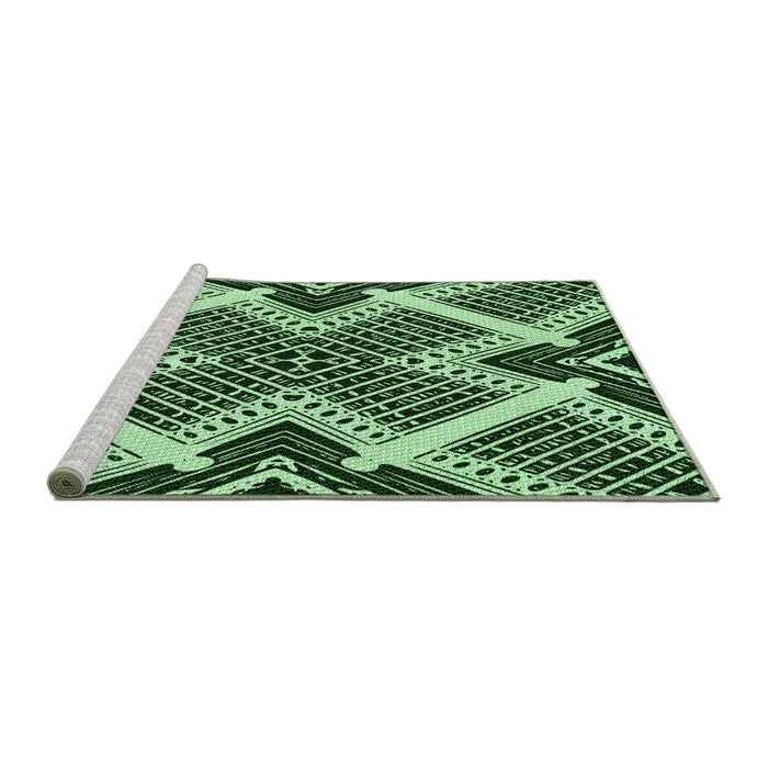Sideview of Machine Washable Transitional Light Green Rug, wshpat2622grn