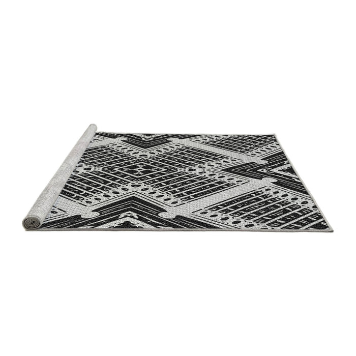 Sideview of Machine Washable Transitional Charcoal Black Rug, wshpat2622gry