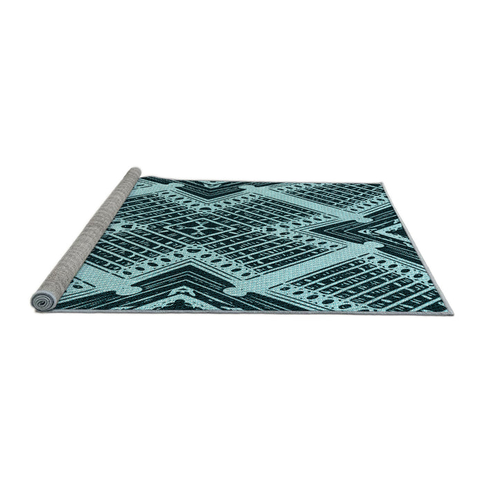 Sideview of Machine Washable Transitional Blue Rug, wshpat2622lblu