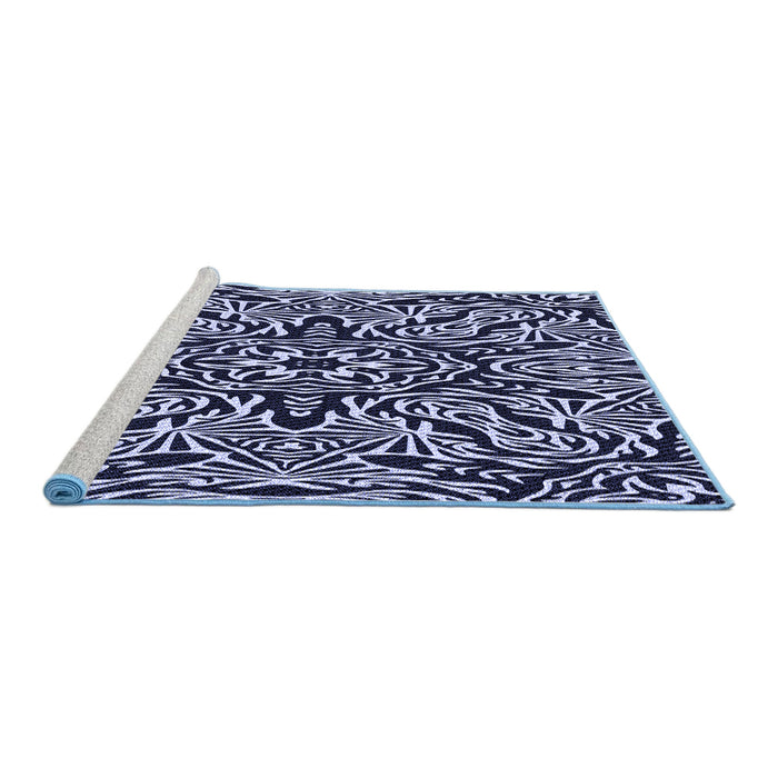 Sideview of Machine Washable Transitional Night Blue Rug, wshpat2623blu
