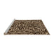 Sideview of Machine Washable Transitional Black Brown Rug, wshpat2623org