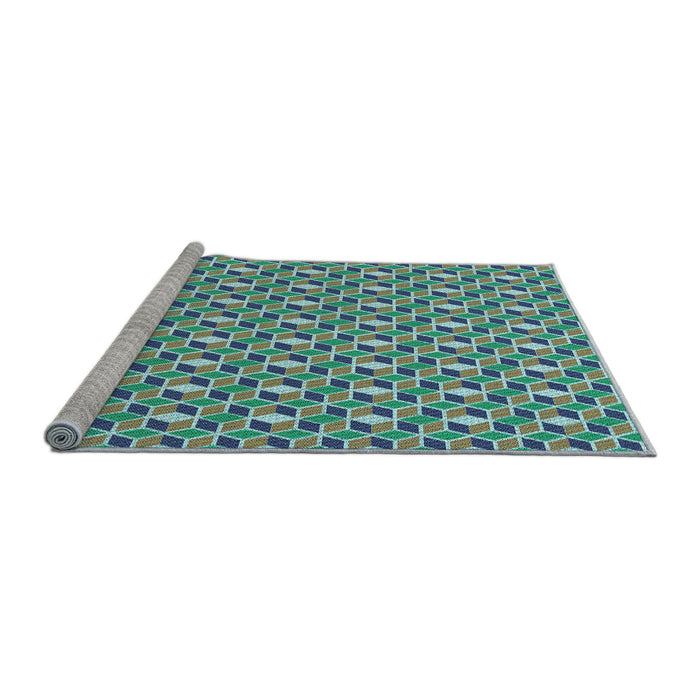 Sideview of Machine Washable Transitional Turquoise Green Rug, wshpat2624lblu
