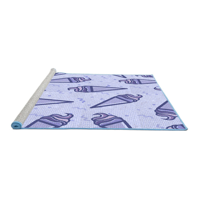 Sideview of Machine Washable Transitional Blue Rug, wshpat2625blu
