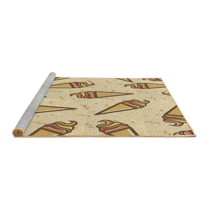 Sideview of Machine Washable Transitional Khaki Gold Rug, wshpat2625brn