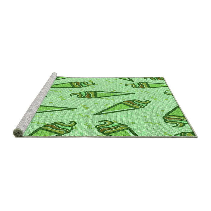 Sideview of Machine Washable Transitional Pastel Green Rug, wshpat2625grn