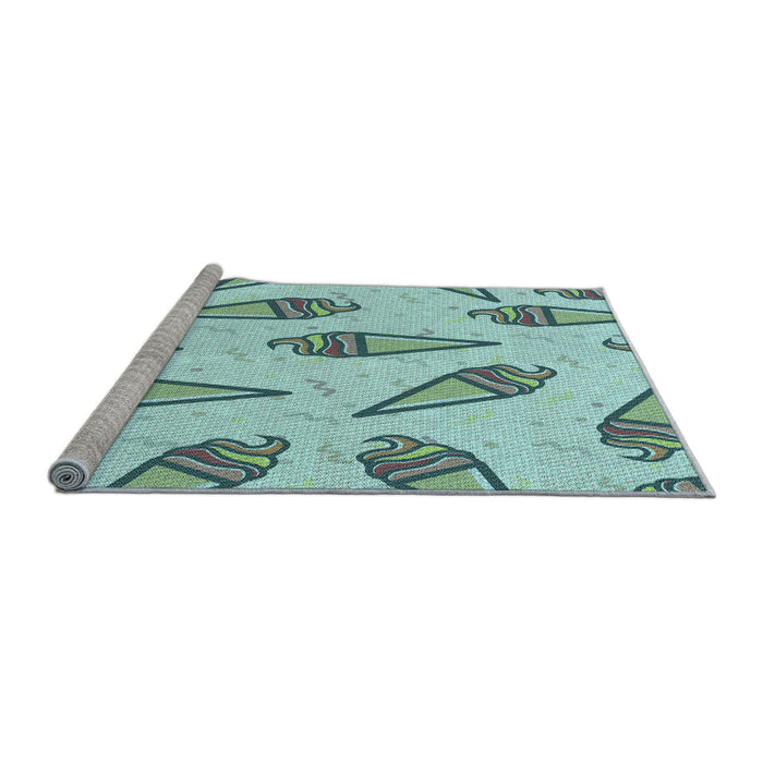 Sideview of Machine Washable Transitional Light Aquamarine Green Rug, wshpat2625lblu