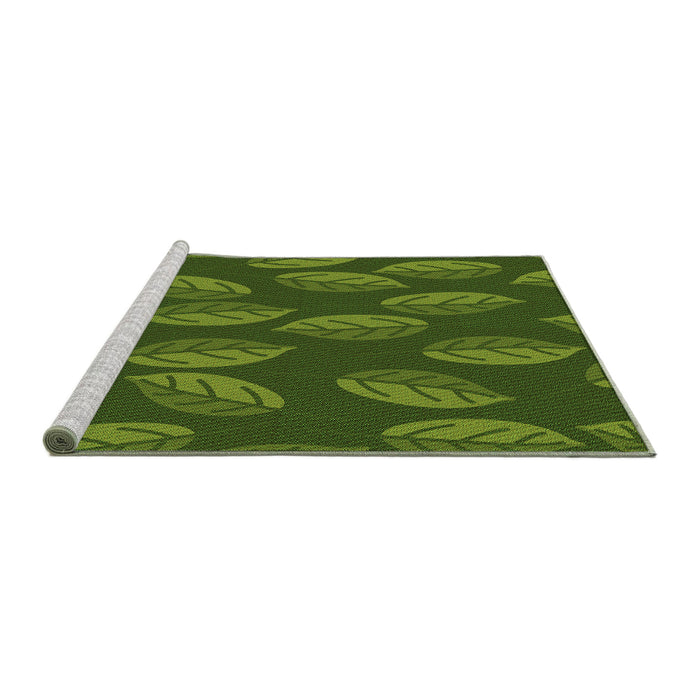 Sideview of Machine Washable Transitional Dark Forest Green Rug, wshpat2626grn