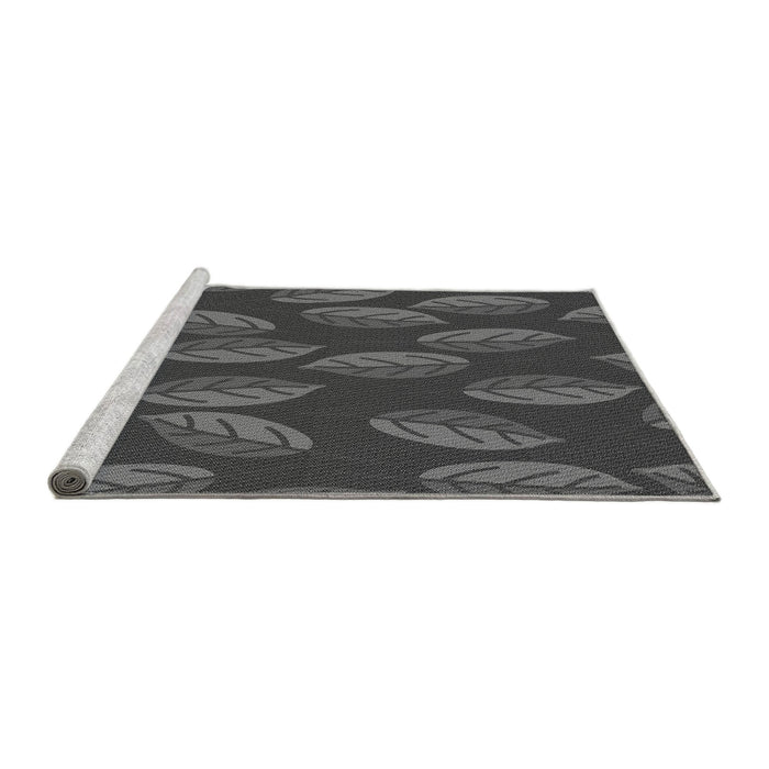Sideview of Machine Washable Transitional Dark Gray Black Rug, wshpat2626gry