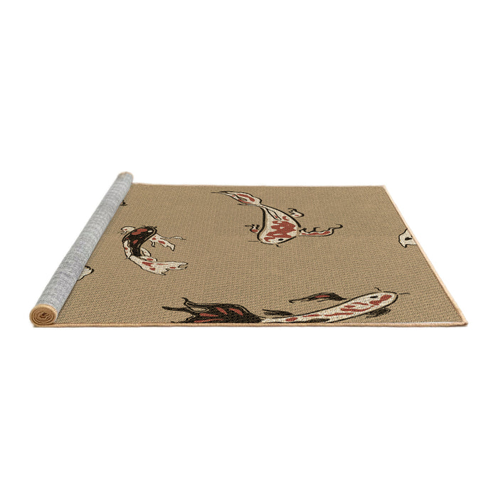 Sideview of Machine Washable Transitional Brown Sand Brown Rug, wshpat2627brn