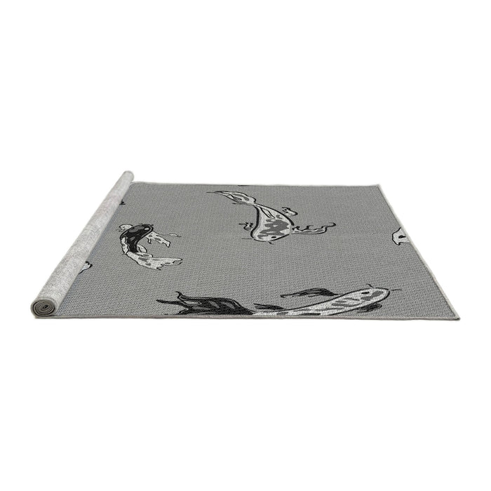 Sideview of Machine Washable Transitional Cloud Gray Rug, wshpat2627gry