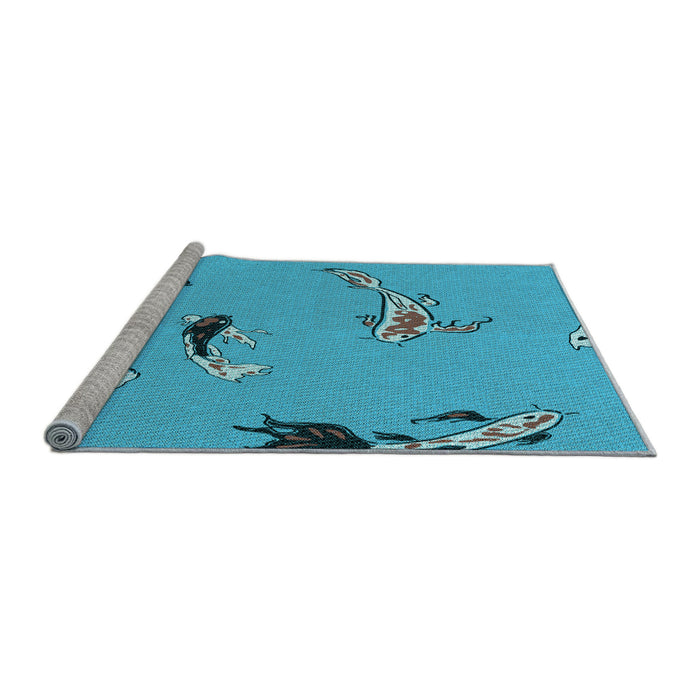 Sideview of Machine Washable Transitional Dark Turquoise Green Rug, wshpat2627lblu