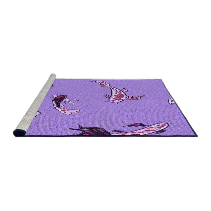 Sideview of Machine Washable Transitional Bright Lilac Purple Rug, wshpat2627pur