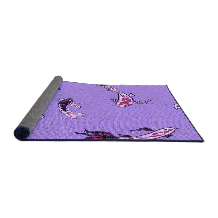 Thickness of Patterned Bright Lilac Purple Rug, pat2627pur