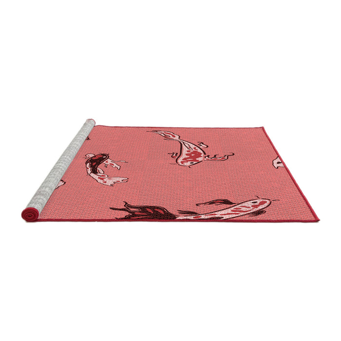 Sideview of Machine Washable Transitional Red Rug, wshpat2627rd