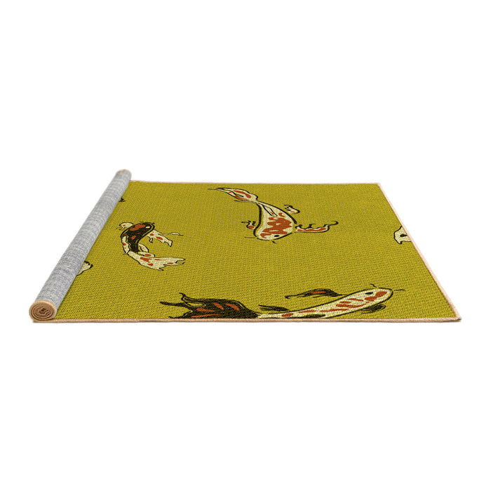 Sideview of Machine Washable Transitional Dark Golden Brown Rug, wshpat2627yw