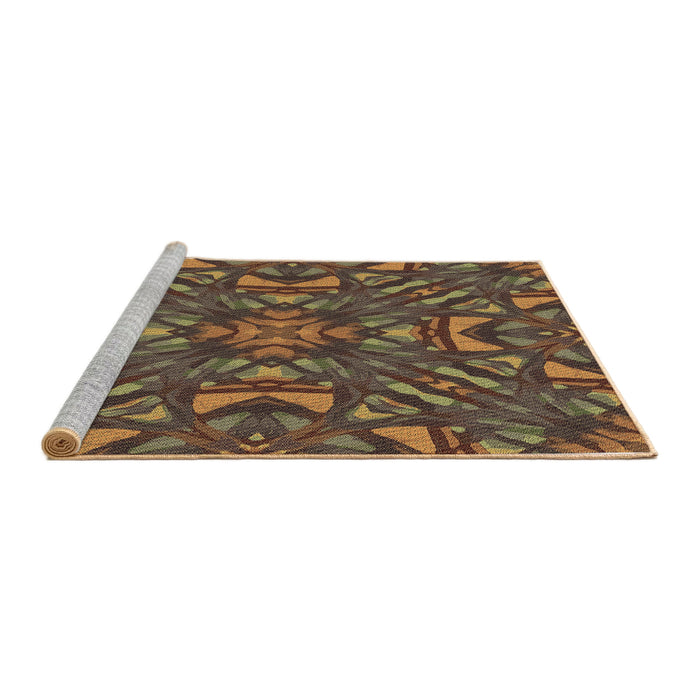 Sideview of Machine Washable Transitional Copper Brown Rug, wshpat2628brn