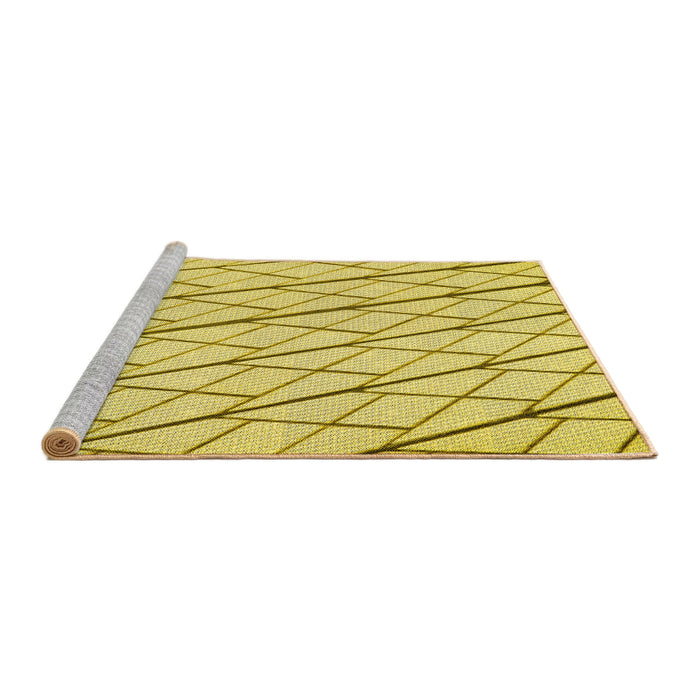 Sideview of Machine Washable Transitional Bold Yellow Rug, wshpat2629yw