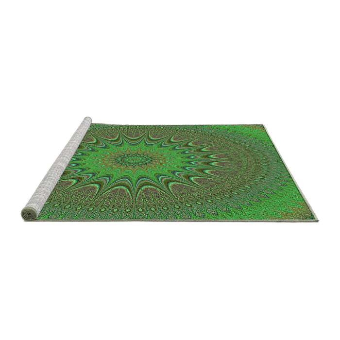 Sideview of Machine Washable Transitional Army Green Rug, wshpat263grn