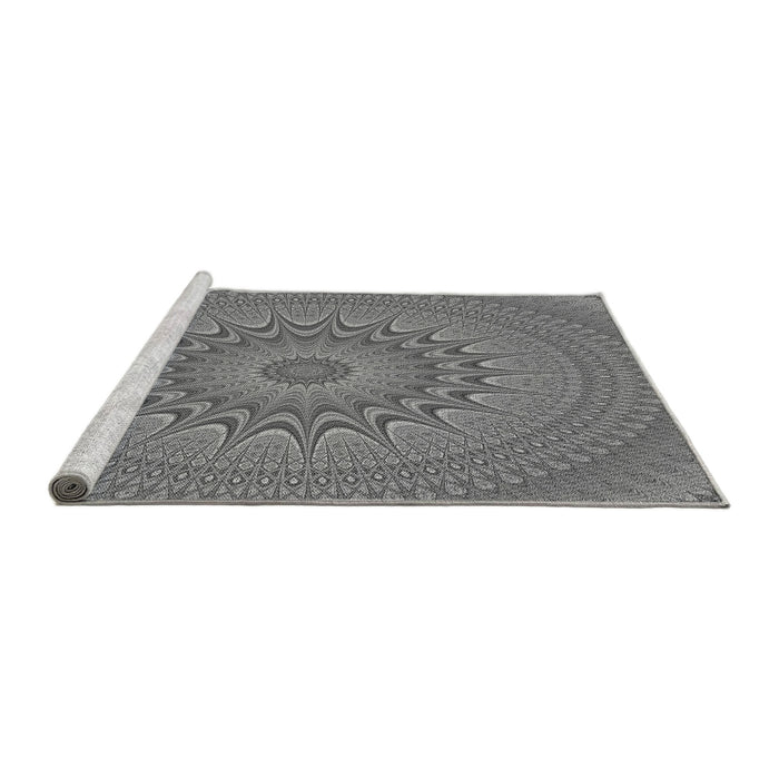 Sideview of Machine Washable Transitional Carbon Gray Rug, wshpat263gry