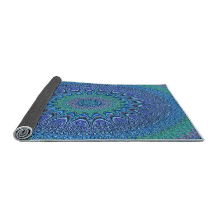 Thickness of Patterned Dark Turquoise Green Rug, pat263lblu