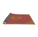 Thickness of Patterned Crimson Red Rug, pat263org