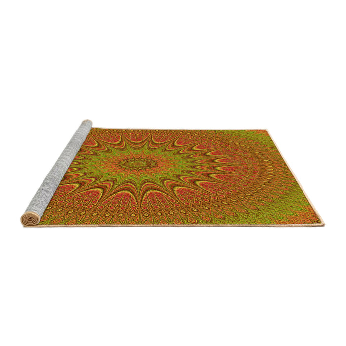 Sideview of Machine Washable Transitional Caramel Brown Rug, wshpat263yw