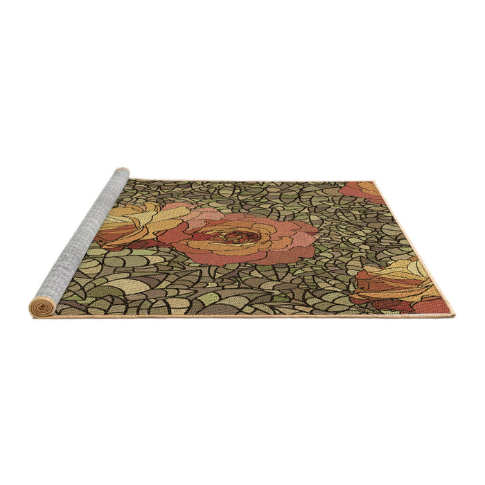 Sideview of Machine Washable Transitional Red Brown Rug, wshpat2630brn